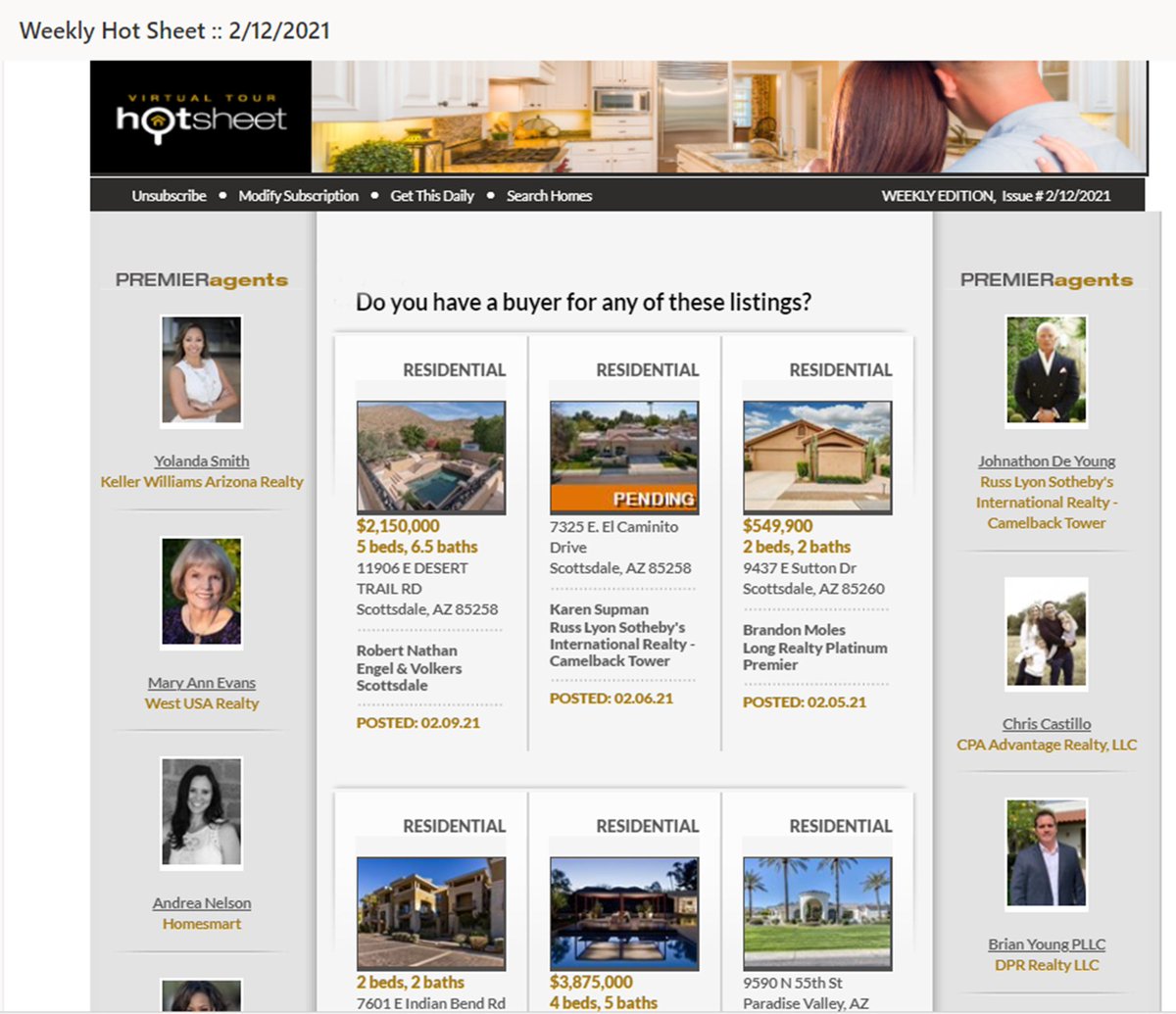 GloProMediaAZ's tweet image. HotSheet Friday! 2/12/2021 ~ Visit our Virtual Tour #HotSheet and see our #PremierAgents
Customize your #HomeSearch at:  vths.com