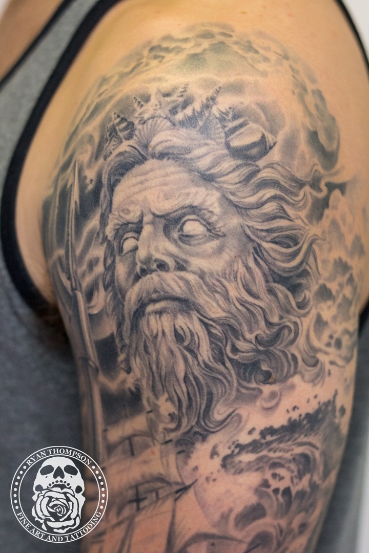 Patrick Peyrefitte | Poseidon tattoo on ma ninja @joviico was a good day  and had fun catching up. Was his idea to add the lightning bolts and I'm  glad he ca... |