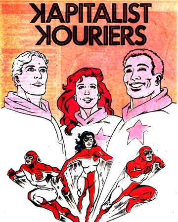 Anatole, Bebek, Cassiopeia - The Red Trinity/Kapitalist KouriersThe succesors to the Blue Trinity after they went rogue, the Red Trinity were inspired to leave the Soviet Union after meeting Wally West, they then became the Kapitalist Kouriers to show their appreciation.