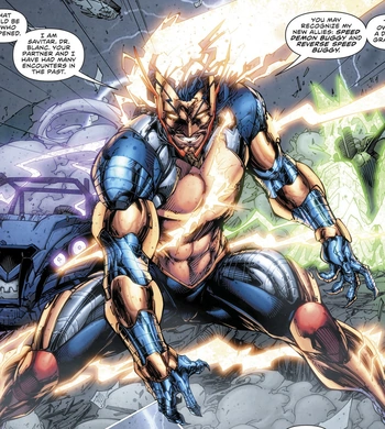 SavitarA Cold War pilot, the man who would become Savitar was testing a supersonic fighter plane. As he reached top speed, his plane was struck by lightning. He crashed and became obsessed with speed, Savitar’s obsession gained followers, and he became the leader of a cult.