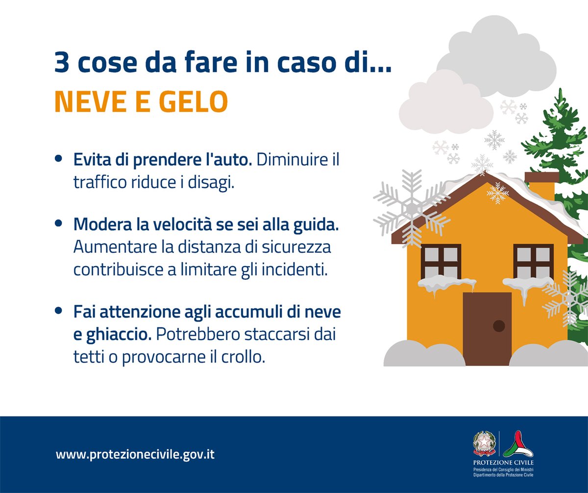 #12febbraio 🌨❄️Se dalle tue parti sta nevicando ecco tre cose che devi sapere 👇
#protezionecivile