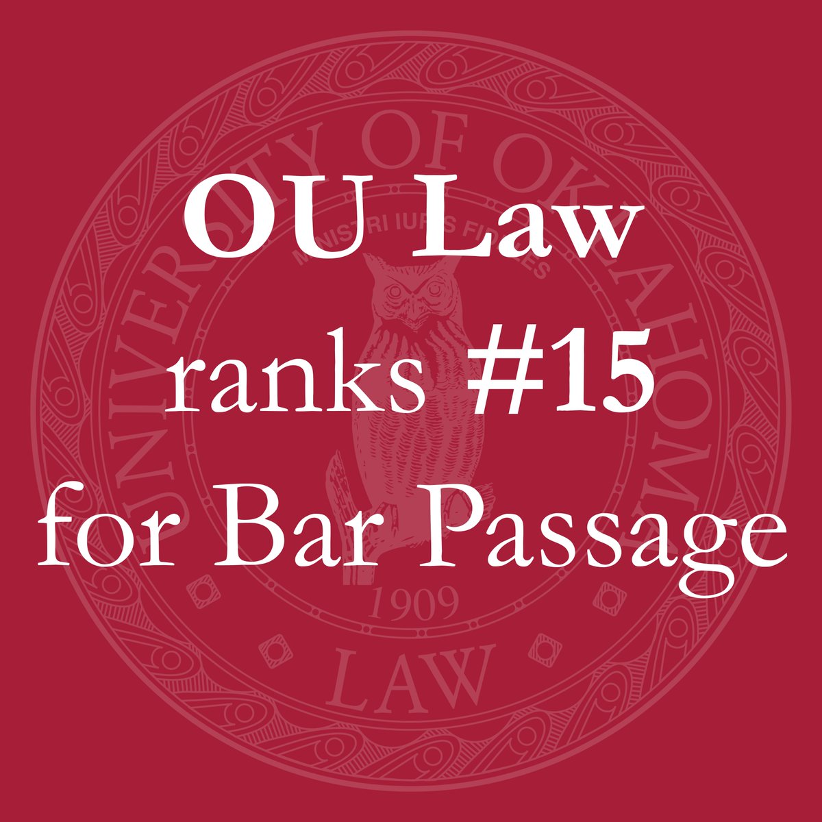 UofOklahomaLaw's tweet image. #OULaw ranks #15 of The Best Law Schools For Passing The Bar Exam. “The single best outcome measure...in assessing whether a law school is maintaining a ‘rigorous program of legal education’,” says ABA. bit.ly/3rFHrCy