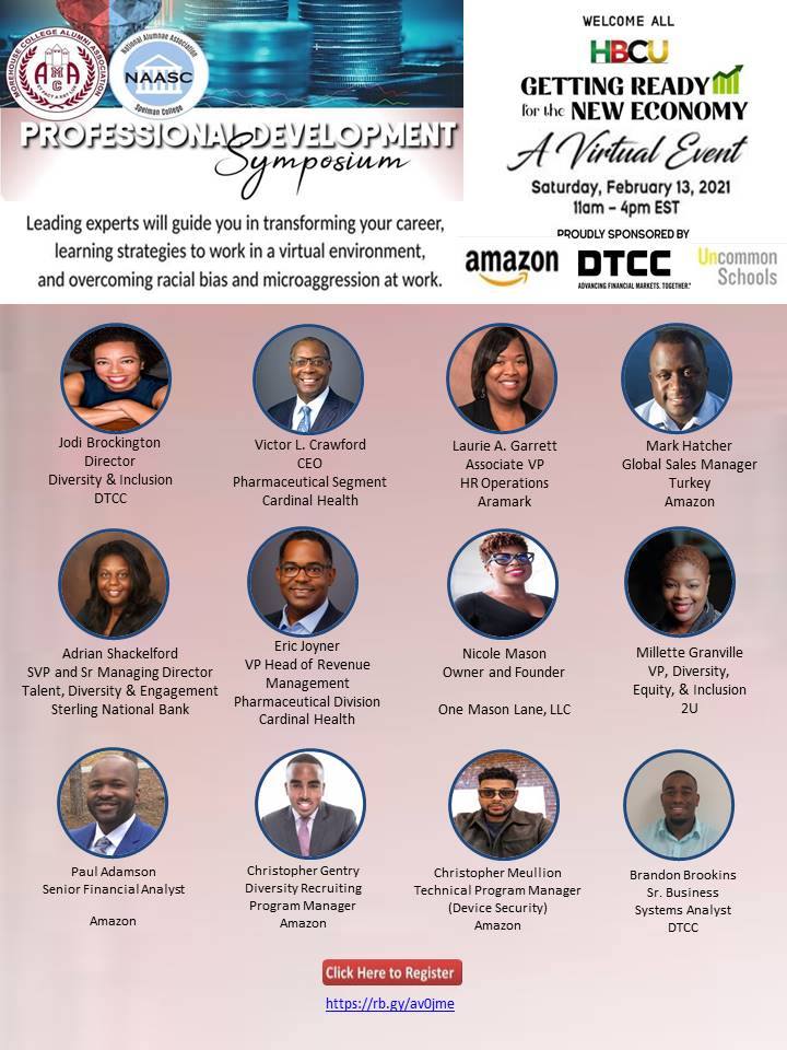 Morehousemen's tweet photo. SATURDAY, FEBRUARY 13, 2021 AT 8 AM PST – 1 PM PST
SpelHouse Professional Development Symposium - The New Economy 2021
https://t.co/bvFDDKcDX6
#morehousealumni
#morehousemen
#morehouse https://t.co/BVZIW3V2VB