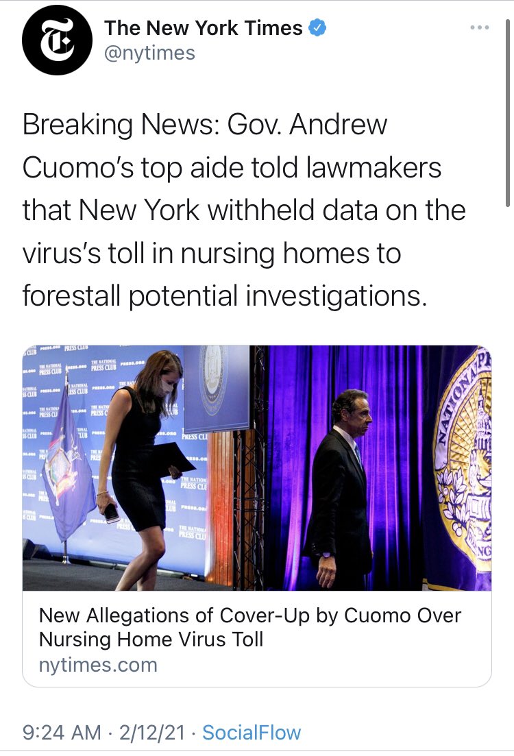 Some folks have asked about why I think the walls are closing in on Cuomo. To me, it’s that there are more and more mainstream outlets (including some who built Cuomo up) starting to join the chorus of criticism.Both of these are from today.