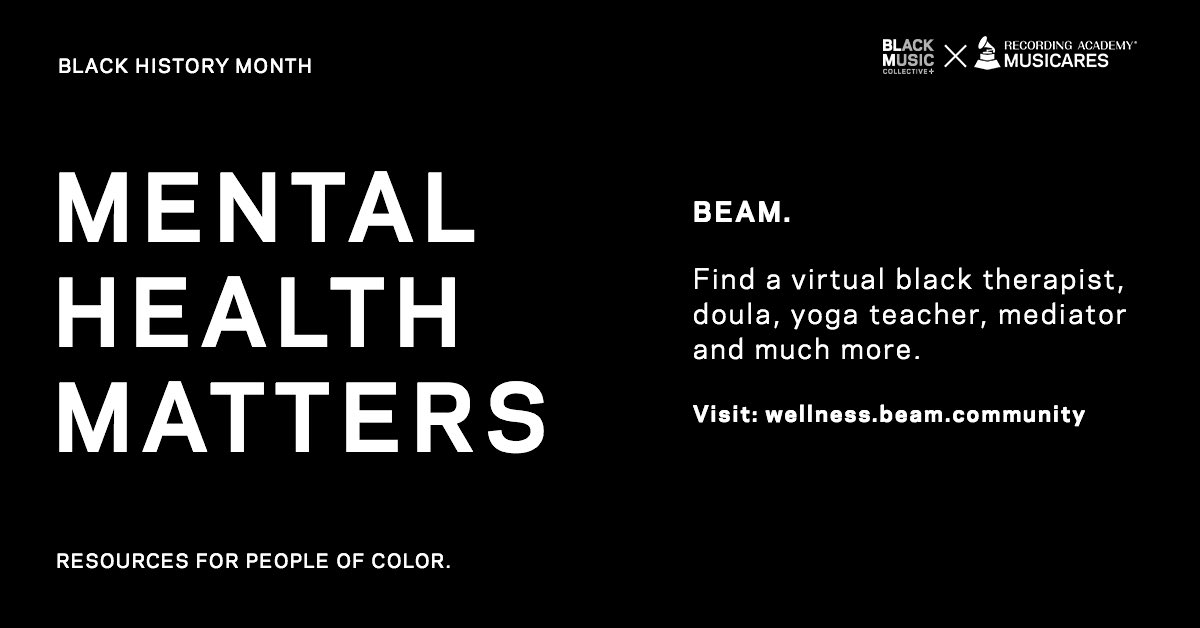 MusiCares's tweet image. Mental Health Matters.
To acknowledge #BlackHistoryMonth and good people/ organizations doing great work in mental health for people of color, we wanted to share resources that can help during challenging times.