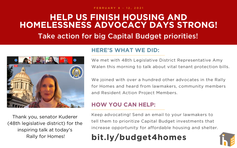 It's the last day of Housing and Homelessness Advocacy Days, which means it's the perfect day to send an email to your lawmakers to tell them to prioritize Capital Budget investments that increase opportunity for affordable housing and shelter. bit.ly/budget4homes #Homes4All
