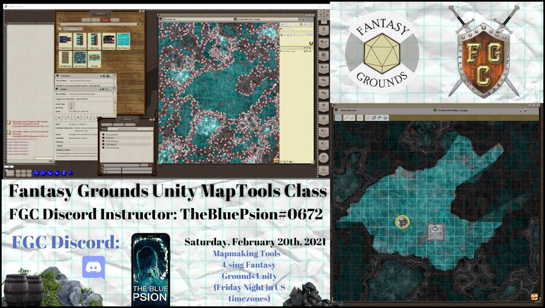 FGACommunity's tweet image. Map Making Tools Class: Using @FantasyGrounds2  Unity (Friday nights in most US time-zones.) Register &  sign up directions here: zcu.io/3InW , Sign up here💻 zcu.io/5A1O  #maptools #unity #fantasygrounds #DnD #dnd5e #RPG  @Wizards_DnD  See you there!
