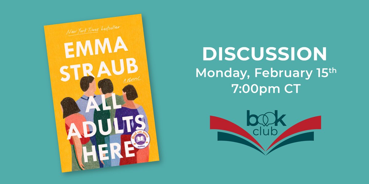AWCConnects's tweet photo. Hey, Book Club! ๐
It's time to wrap up "All Adults Here" by Emma Straub this weekend! We will meet on Monday at 7pm for our discussion. Has this book intrigued you to think about your family's life cycle? #AWCBookClub https://t.co/CgadQTGbXZ