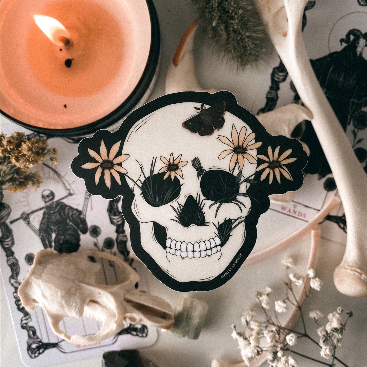 skullandsage's tweet photo. new floral skull baby up on the etsy and I’m obsessed🌼🍄💖💀 https://t.co/n82M4KAuhA