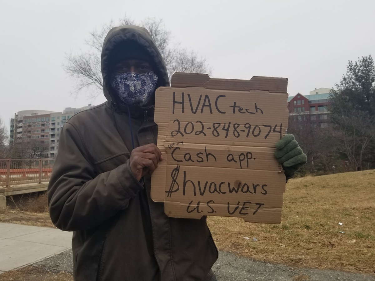 Met Robert in downtown DC today and he gave me permission to share this. He lost his HVAC job during COVID and needs help finding new work. Says he has a CFC cert and exp. doing plumbing, electrical, and carpentry. He also said he has safe housing in NE but needs food.