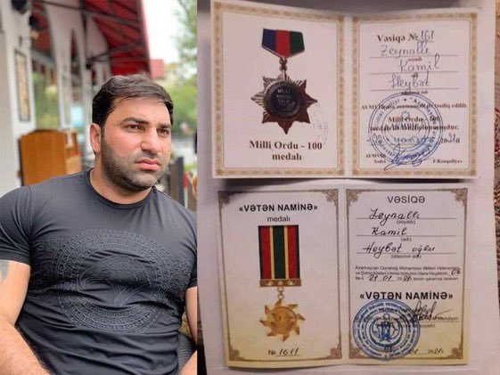 KarsinterIude's tweet photo. Azerbaijan is not only torturing and beheading Armenian civilians it is also giving medals to those terrorists

Kamil Zeynalli, 🇦🇿 the blogger with 1.1mln followers who took part in the beheading of an Armenian elder
#FreeArmenianPOWs
#FreeMaral
#UntilTheyAreHome https://t.co/ctVxG0Z1Mt