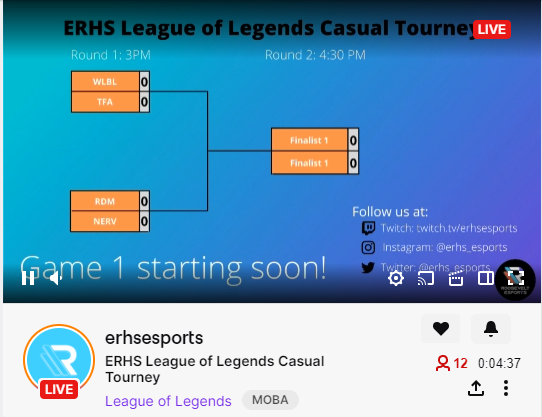 erhs_esports's tweet photo. Our ERHS Tourney is live on Twitch! Come watch with us. 

https://t.co/NSv2aLzaxI https://t.co/dXUEU5AJ18