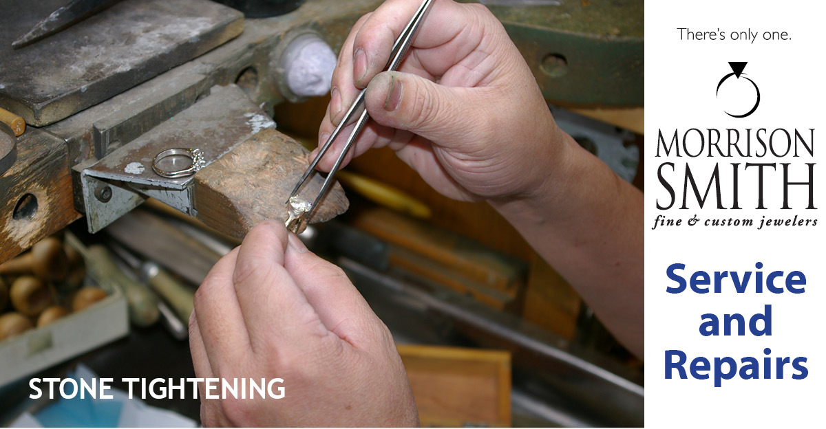 Stones can become loose over time with wear and tear. Cleaning and inspection is critical and we recommend every 6 months and even more if there are a lot of small stones in your ring. Stop by the store today for your complimentary cleaning and inspection.
