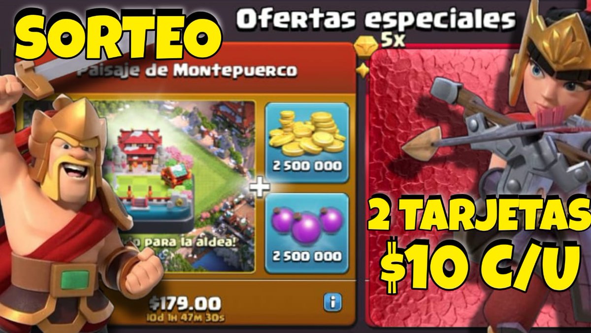 ¡SORTEO!

2 tarjetas de $10 c/u
2 ganadores...

REQUISITOS:
*seguir a <a href="/AGUILATOP1/">𝐃𝐫𝐞𝐚𝐌 𝐓𝐞𝐚𝐌</a>
*seguir a @SatanasCoC
*seguirme a mí
*darle rt y ♥ a este tweet
*mencionar 2 amigos

Mucha suerte a todos...

Los dos ganadores se anuncian el próximo viernes 19 de feb.

#ClashOfClans #Sorteos