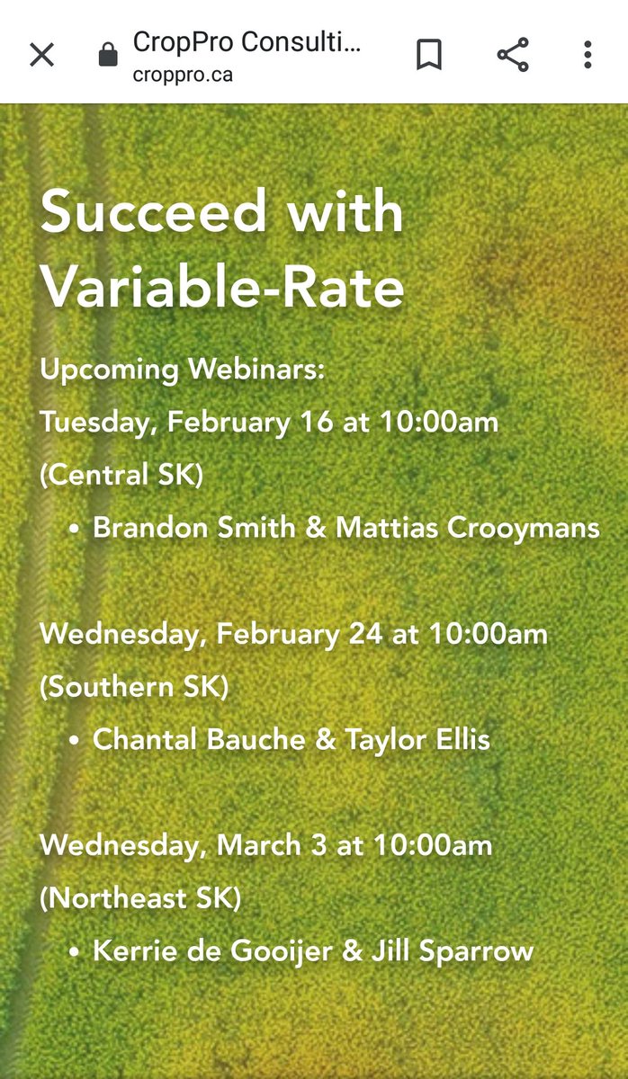 Visit croppro.ca and sign up for the 40 min webinar that's specific to your region! What are SWAT MAPS, how do we use them, and how do we provide value? See why we have a high retention rate!