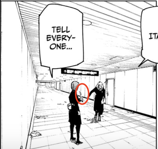 I'd also like to point out that according to a theory, Nobara may have hit herself with her own nails here to prevent the transfiguration from spreading