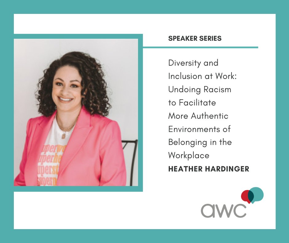 AWCSGF's tweet image. This month Heather will dig deeper into topics of inclusion in the workplace. Join us to gain practical ways to foster environments where differences are celebrated: bit.ly/3ddXrI5