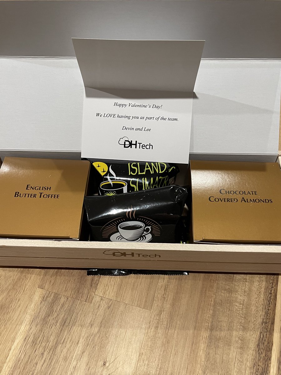DH_Tech's tweet photo. We felt extra appreciated this week when we received this chocolate treat from our CEO, Devin and our CFO, Lee in preparation for Valentine's Day! https://t.co/45lyeAZ3xu