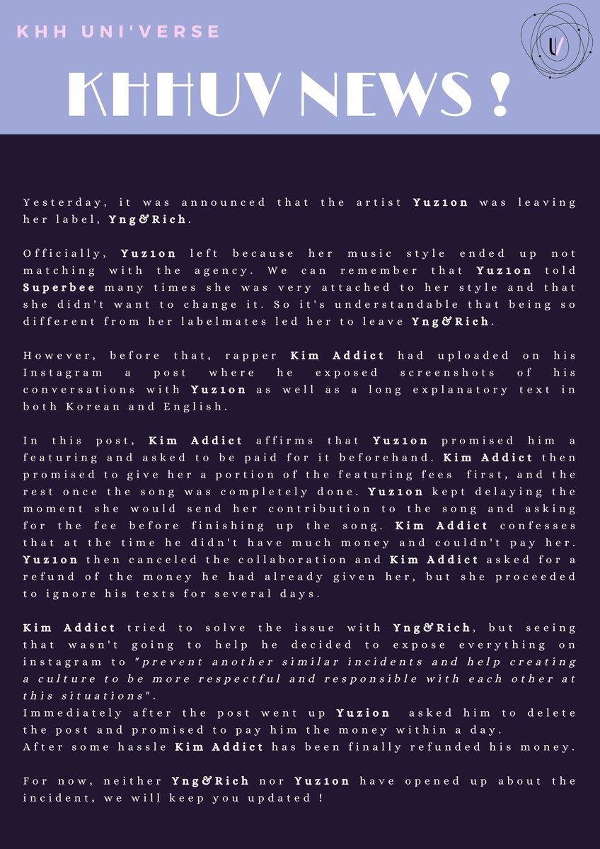 KHHUV_ENG's tweet photo. | KHHUV NEWS 🖱 |
Hello guys! Today we have some heavy news for you guys. Let us know what you think of this whole situation 👀.
#yulzion #kimaddict #yngandrich #khhuv #khh https://t.co/CxTfhFiBs2
