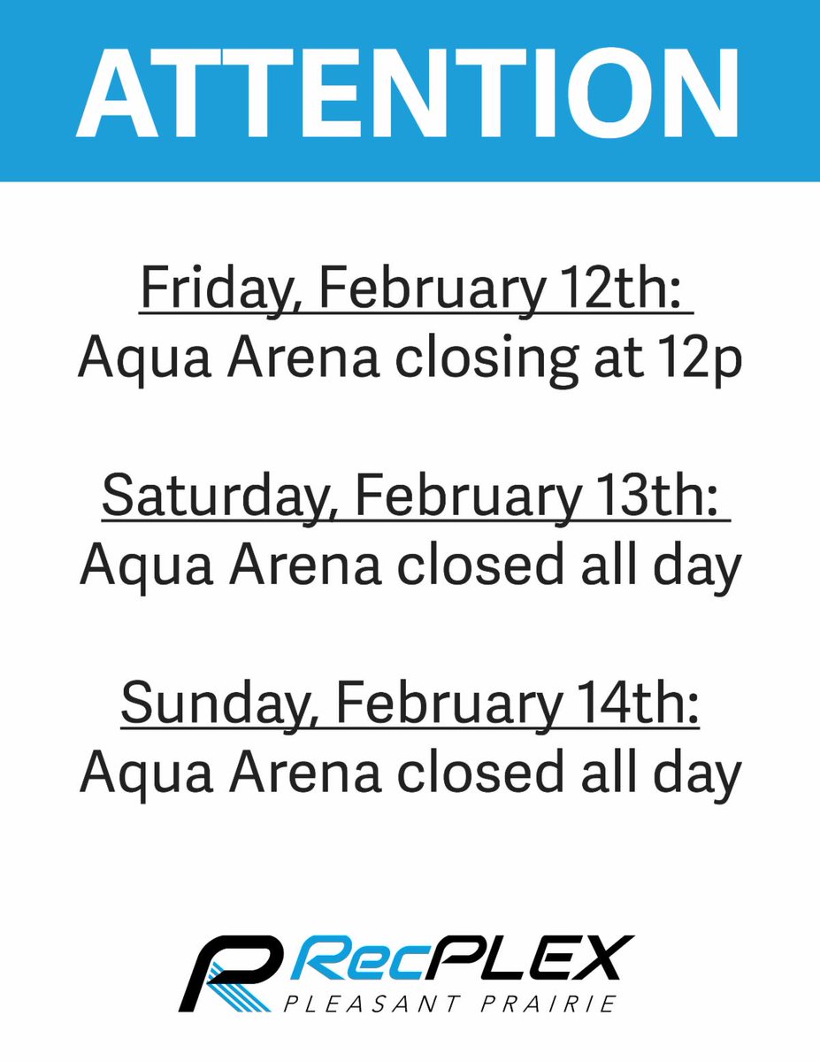 RecPlex Weekend Schedule: Feb 12- Feb 14, 2021 conta.cc/3b0DLV9