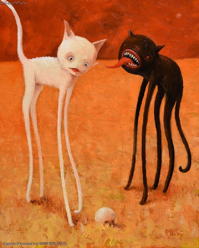 krzysztof_iwin's tweet photo. Krzysztof Iwin – „Filemon i Bonifacy” olej, płyta 27x33cm (2017) https://t.co/HQyX0JptyS #kot #surrealistyczne #pejzaż #27cm #33cm #2017r #czerwienie #oranże #brązy #czernie #biele #art #painting #Iwin #KrzysztofIwin #obrazy #galeria #ma ... https://t.co/u6zv7QcmKQ