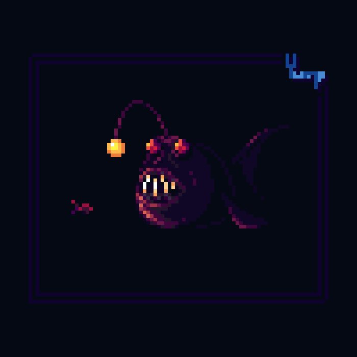G6sou's tweet photo. A lil’ #pixel_dailies to start the week-end 🤗
Today's theme is #abyss. @Pixel_Dailies 
Original size 100x100px 
#pixelart #aseprite #ドット絵 https://t.co/ne5zXs0qGX