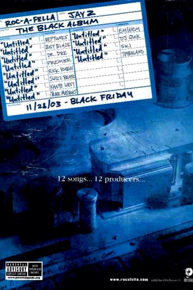 He also wanted to work with a lot of different producers, some of which he was familiar with, like Kanye & Just Blaze, & some of which he always wanted to work with, like Rick Rubin.Original Black Album tracklist.12 songs, 12 producers, no promotion.