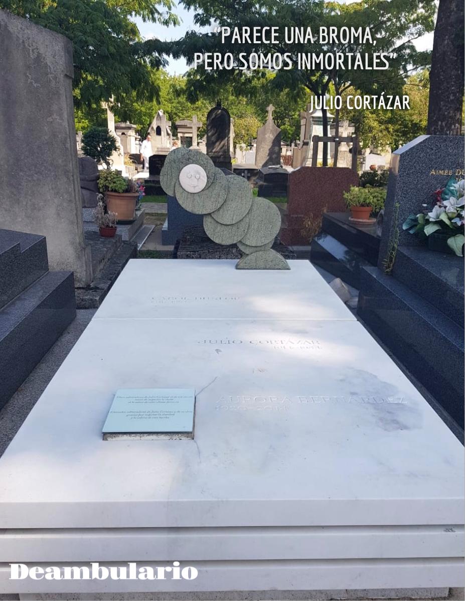 Deambulario's tweet photo. Hace 37 años murió #JulioCortazar. Un personaje que hasta para descansar en paz tiene un extraño juego a seguir: rodear caminos y veredas para llegar a la 3ra división, 2da sección, 17 oeste, que el cementerio de Montparnasse en París, definió para su tumba #Simboletrilla https://t.co/TQrEh52ZQC