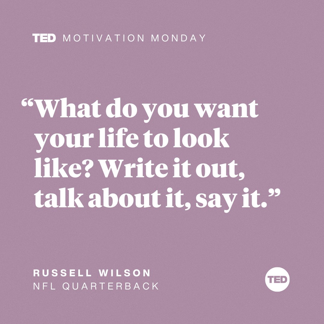 TEDTalks's tweet photo. What do you want to achieve? Speak it into existence!

Here's how Seattle @Seahawks quarterback Russell Wilson (@DangeRussWilson) stays focused on *and* off the field: https://t.co/T9wAxi0Ho3 #MondayMotivation https://t.co/E8DczR5Dvt