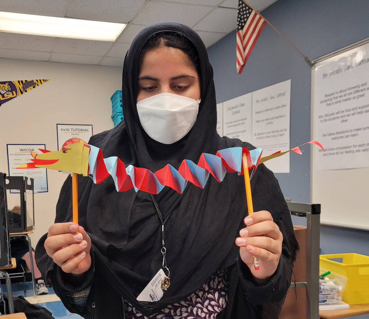 ApolloAVID's tweet photo. Celebrating the Lunar New Year by creating dragon puppets in AVID.  In China a dragon is a symbol of power, happiness, and good fortune.  @RISD_STEM4All @Apollo_JH @AVIDRISD @RISD_Equity #ChineseNewYear2021 #risdwegotthis https://t.co/hGKnUp2TV9