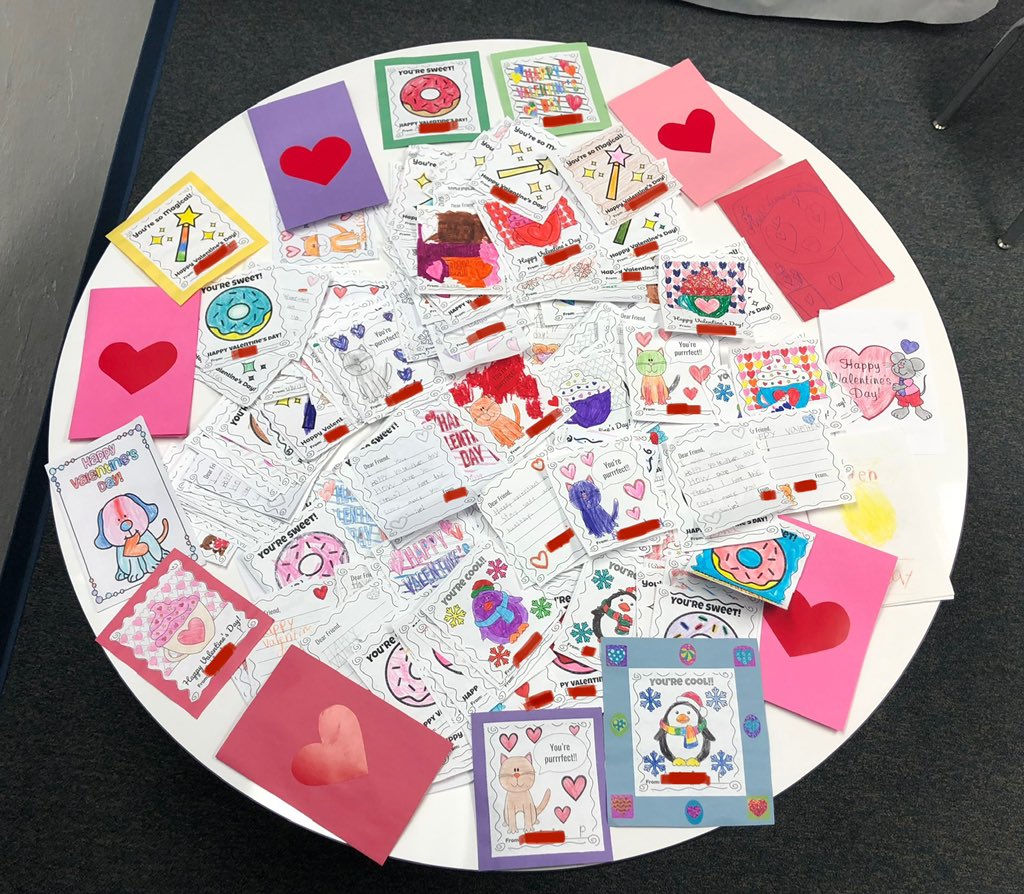 All of these sweet, heartfelt, and beautiful valentines created by our students will be delivered to local assisted living facilities today. So proud of our students for spreading kindness and compassion this Valentine’s Day!💕 #BBRocks <a href="/FiduraMaggie/">Maggie Fidura</a>