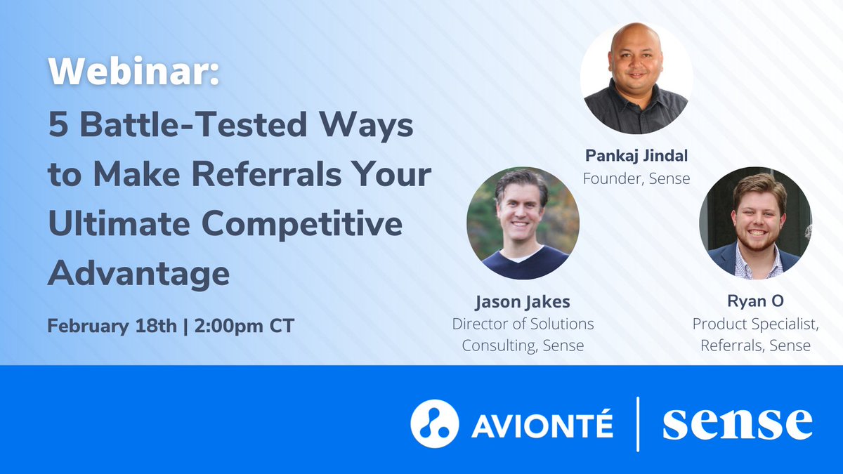Avionte's tweet image. Join us on February 18th to see how Sense Referrals seamlessly integrates with Avionté to automate the referral process to set your team up for success. #AvionteBOLD #staffingreferrals
Register today! hubs.ly/H0Gx9KV0