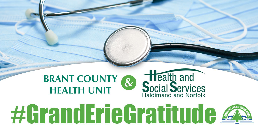 Incredibly thankful for our health partners @BrantHealthUnit & @HNHealthUnit for being with us every step of the way during COVID-19; answering questions, providing leadership & supporting our students, staff & families! Heartfelt thanks for all that you do! #GrandErieGratitude