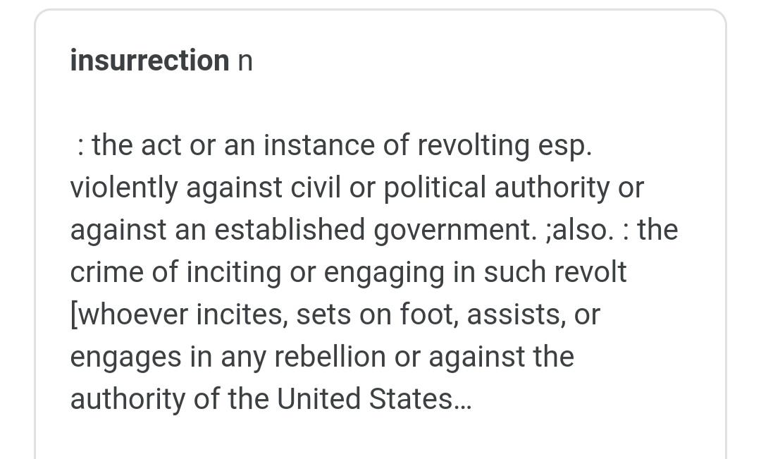 Jill Colvin On Twitter Definition Of Insurrection Per Merriam Webster An Act Or Instance Of Revolting Against Civil Authority Or An Established Government