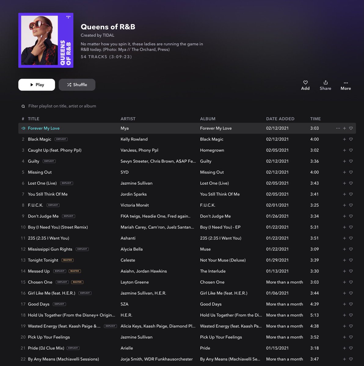 MYAPLANET9's tweet photo. Big up to @tidal for the #QueensofRnB playlist love &amp; all of these beautiful queens making beautiful R&amp;B music. 🖤🌹

#ForeverMyLove #IDeserveIt
#mya #planet9 #myaplanet9 #myguymars #mgm #tidal #newmusic #rnb #music #theorchard #astronaughtgang https://t.co/0j48P61t5Z