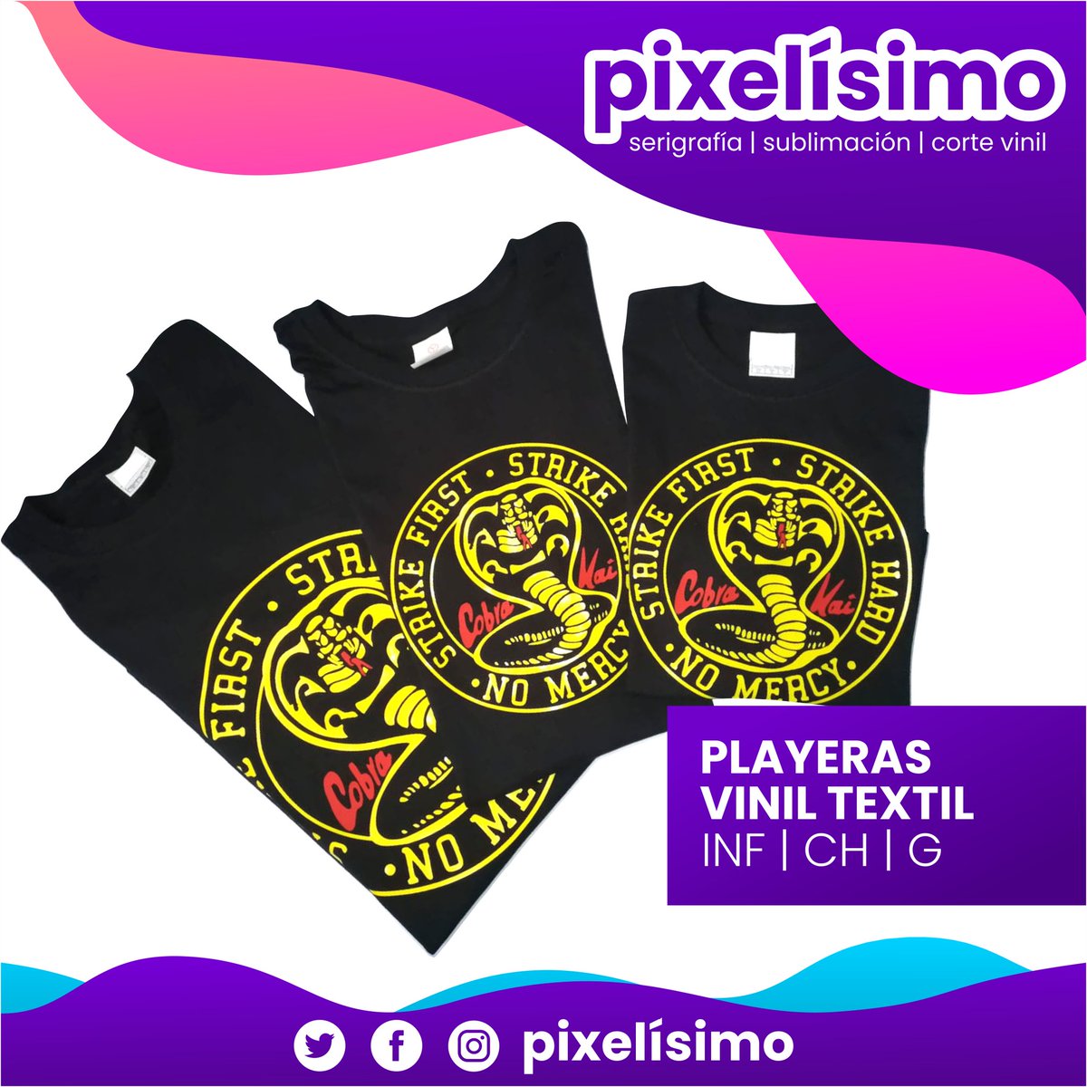 pixelisimo's tweet image. 🎉♦️En pixelísimo, contamos con una gran variedad de artículos para tu fiesta o negocio ♦️🎉

✔️ Playeras en corte vinil 😍

m.facebook.com/pixelisimo/

#Xalapa #pixelísimo #Playera #cobra