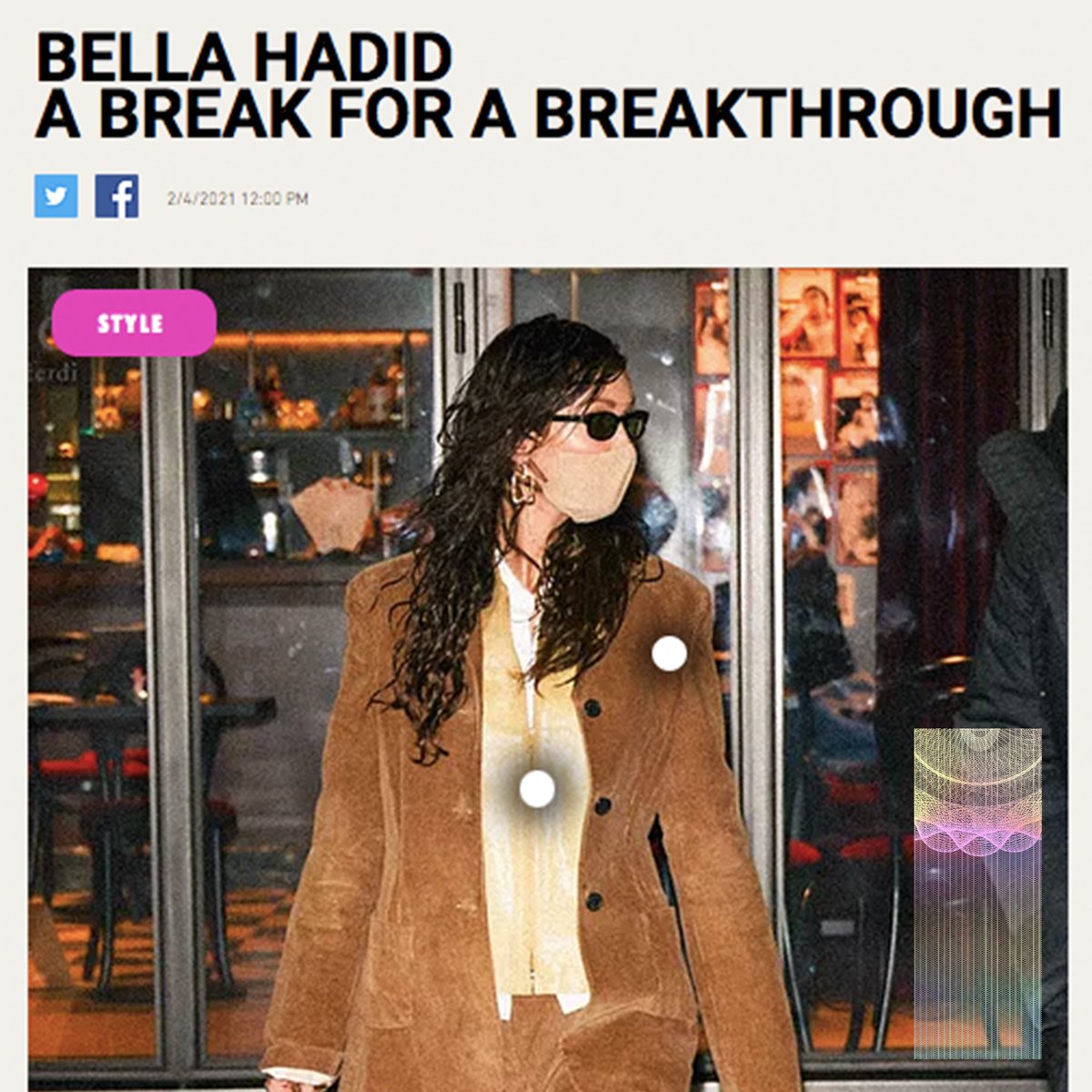 FRUITIONLV's tweet photo. BELLA HADID A BREAK FOR A BREAKTHROUGH

Link in bio to shop and read more Good News 📰🔗 https://t.co/R2LKqxEnVM