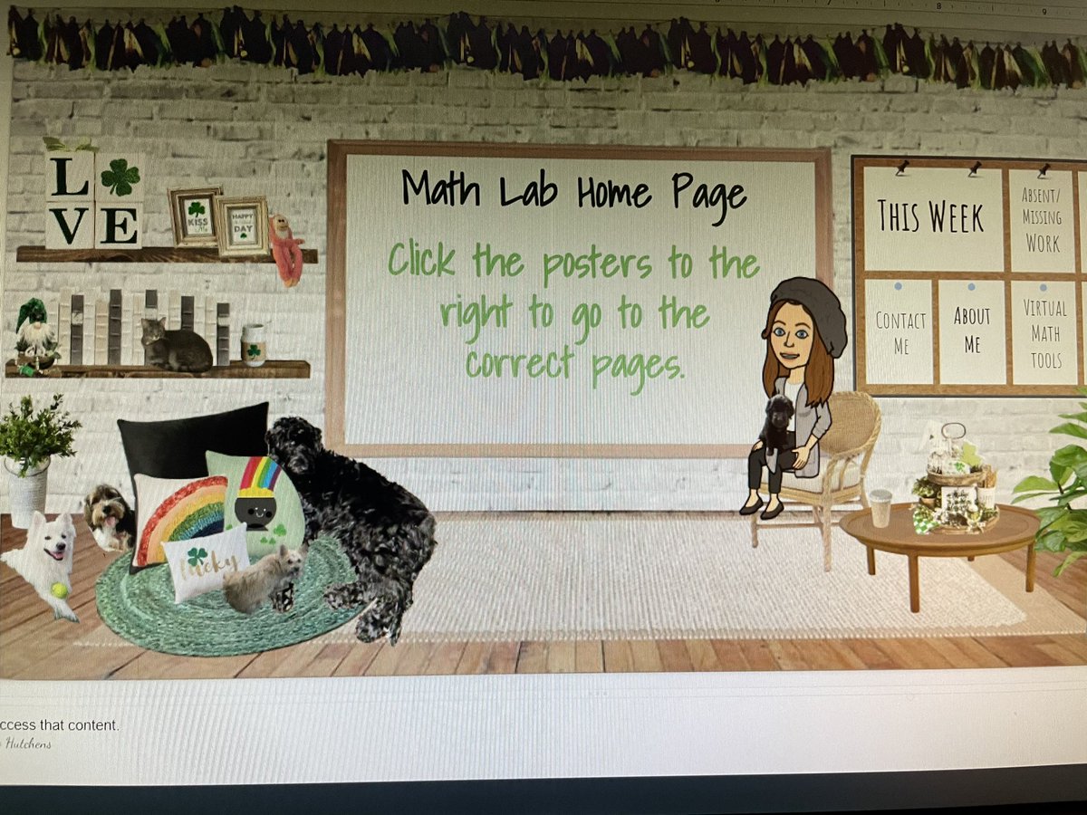 jsandersmath's tweet photo. When you need to make lessons, but itβs Friday and a 3 day weekend so you push it off and decorate your virtual classroom for St Patrickβs Day πππ #virtualclassroom #StPatricksDay #BitmojiClassroom #iteachmath @VandeventerMS @friscoisd @FISDSecmath #vandyvision https://t.co/T3tMGGXk4c