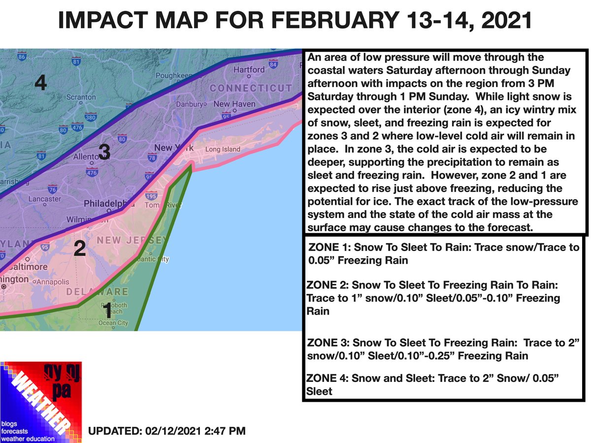 Here is the updated impact map for tomorrow afternoon through Sunday afternoon.

#nywx #njwx #pawx #ctwx