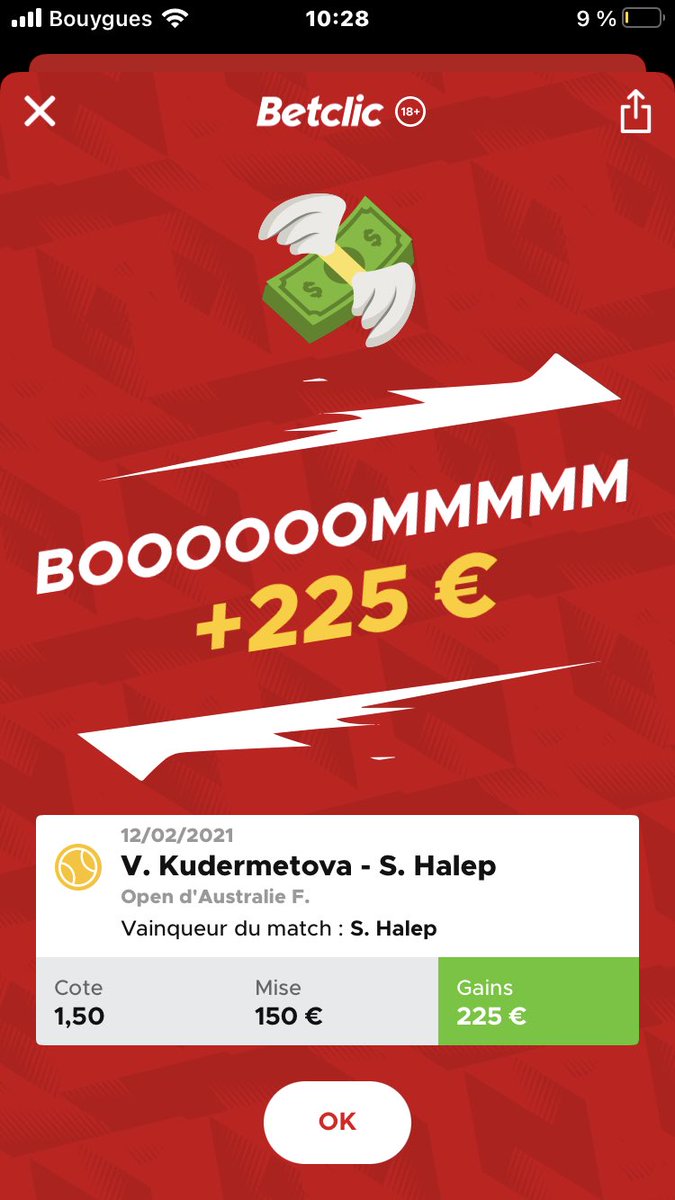 PPronos10's tweet image. 🤟🏽 Pour finir en ce début de mâtiné ! Nouveau ticket ✅

🎾Open dAustralie🎾

👤 -&amp;gt; Halep ✅✅✅

Cote live : 1,50 

💰: 150 ➡️ 225 

Ticket en dessous ⬇️ prochain bet dispo dans la soirée ! 🤞🏽