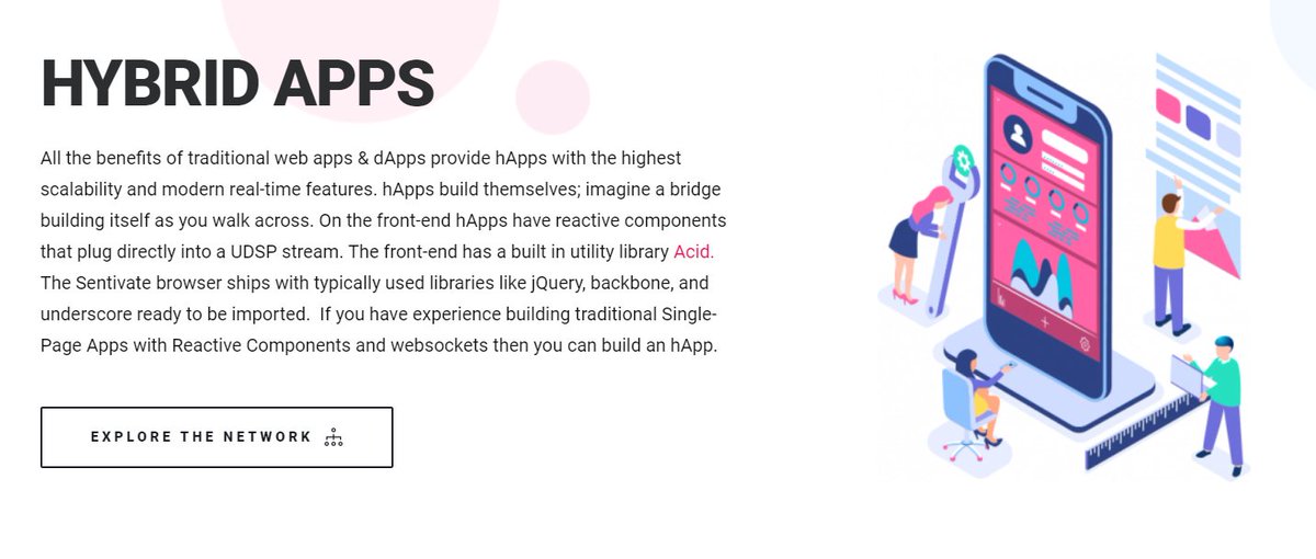 Then there are the hybrid apps or hApps that will streamline development for people with the benefits of both traditional web apps and dApps. This will increase the adoption of the platform and make it easier for people to take advantage of the Universal Web right away. 10/13