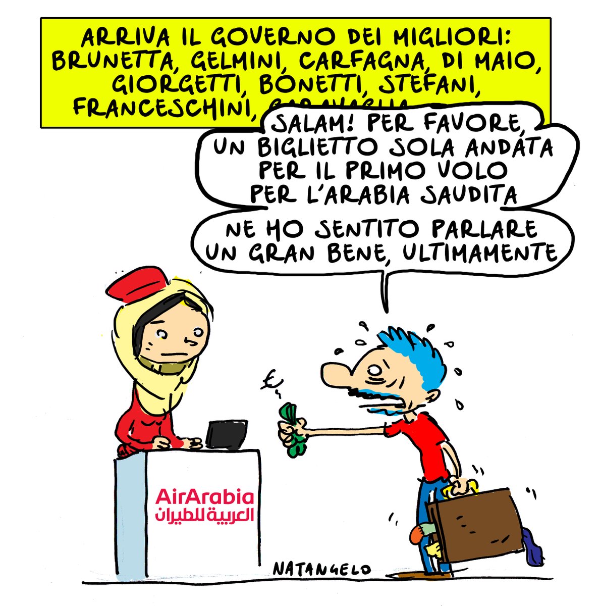 NatangeloM's tweet photo. Il governo dei migliori

#governodraghi #governodeimigliori #brunetta #gelmini #arabia #satira #vignette #satirapolitica #cartoon #fumettiitaliani #vignetta #fumetto #natangelo https://t.co/Vn2ovDoVbK