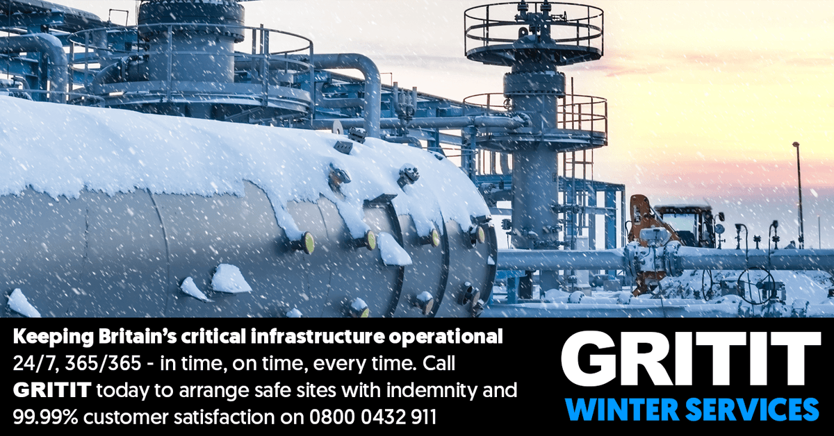 GRITIT's tweet photo. Keeping Britain’s critical infrastructure operational 24/7, 365/365 - in time, on time, every time. Call GRITIT today to arrange safe sites with indemnity and 99.99% customer satisfaction on 0800 0432 911 #gritBritain https://t.co/2dCobyxn8b