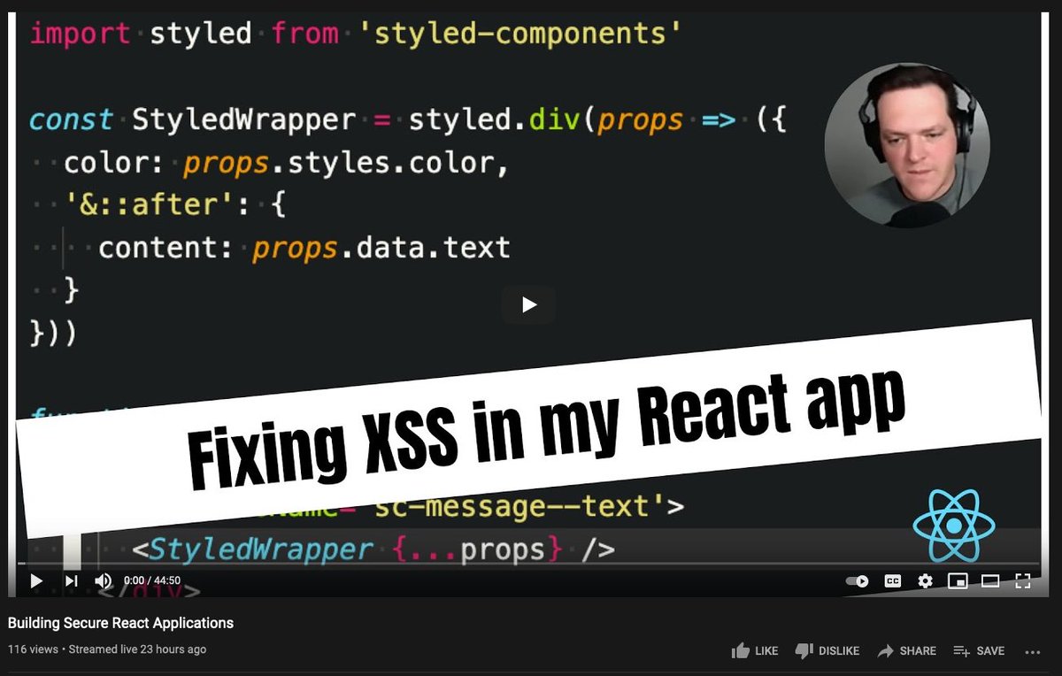 ronperris's tweet image. Yesterday I fixed a couple XSS vulnerabilities in a React application with @manicode. He wore many hats during the presentation, literally - he switched physical hats three times.

youtu.be/VtNotePFuJY