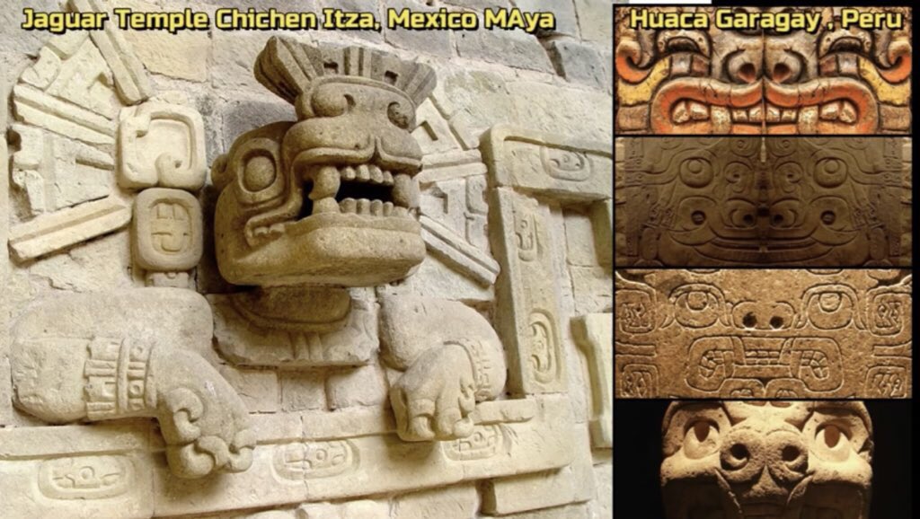 All thru Mexico and central America and North America they have Humanoid jaguar gods in in the mythologyHuaca = Waka = Washita = Water The black Jaguars are the first big cats and they are original found in North America and they only big cat that loves water 