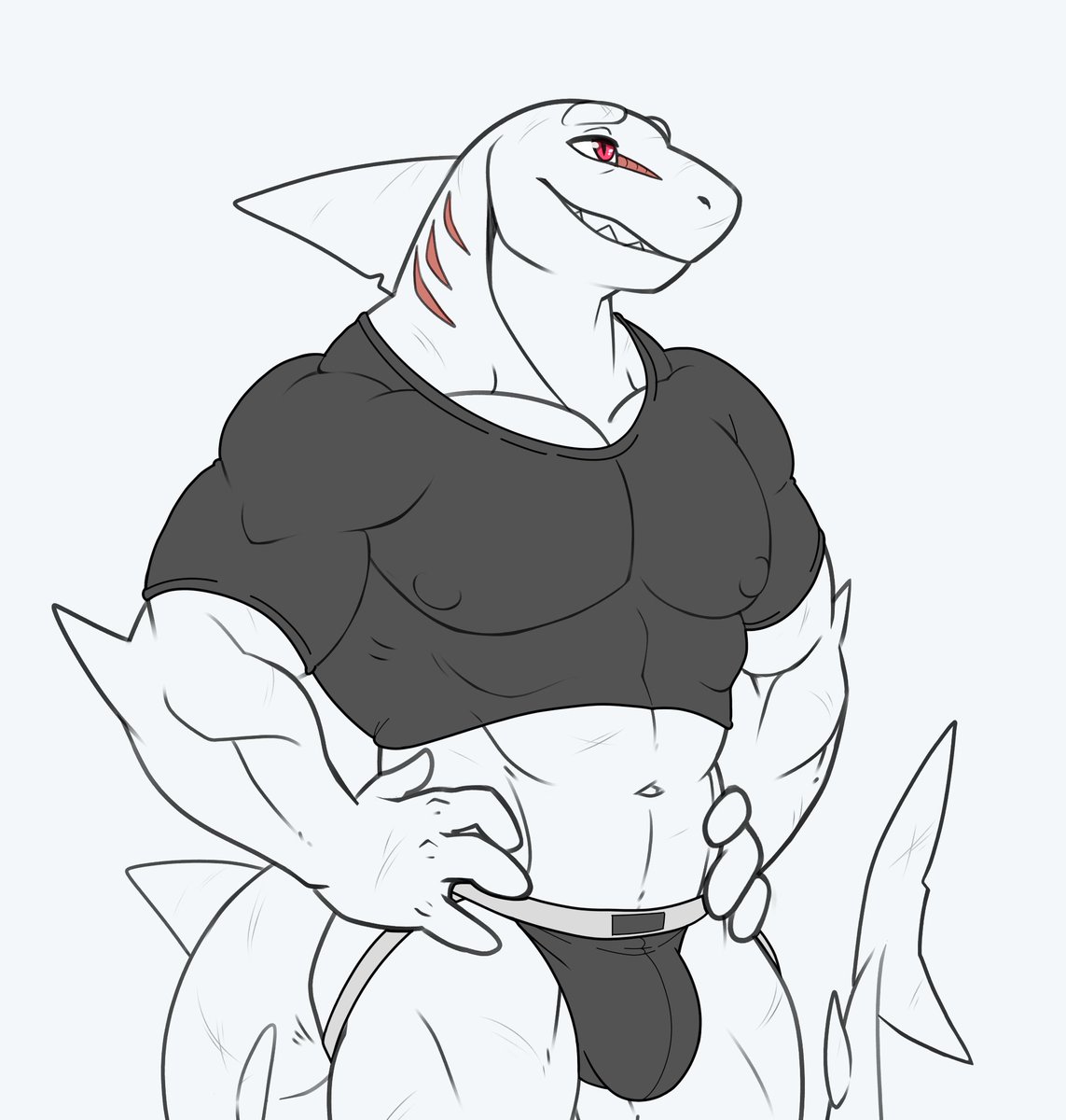 I was wondering how a daddy sharkie would look 
And well, here it is 🦈