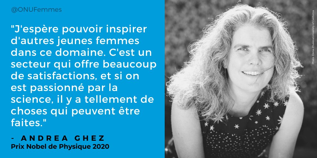 Le #PrixNobel de physique a été attribué à : 
👨‍🔬211 hommes
👩‍🔬4 femmes

Espérons que les mots d’Andrea Ghez, dernière lauréate du Nobel de Physique, pourront inspirer les jeunes #FemmesEnScience ! 🚀