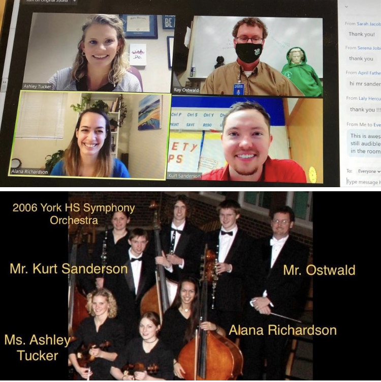 Orchestra classes hosted a visit with York Orchestra alumnus Alana Richardson, Dir. of Ed. with the Tucson (Arizona) Symph. Orch. this week. It turned into a York reunion, Ashley Tucker (York  counselor) &amp; Kurt Sanderson (Bryan Ind. Tech teacher) joined!

#ThisIsYork <a href="/YorkD205/">York High School</a>
