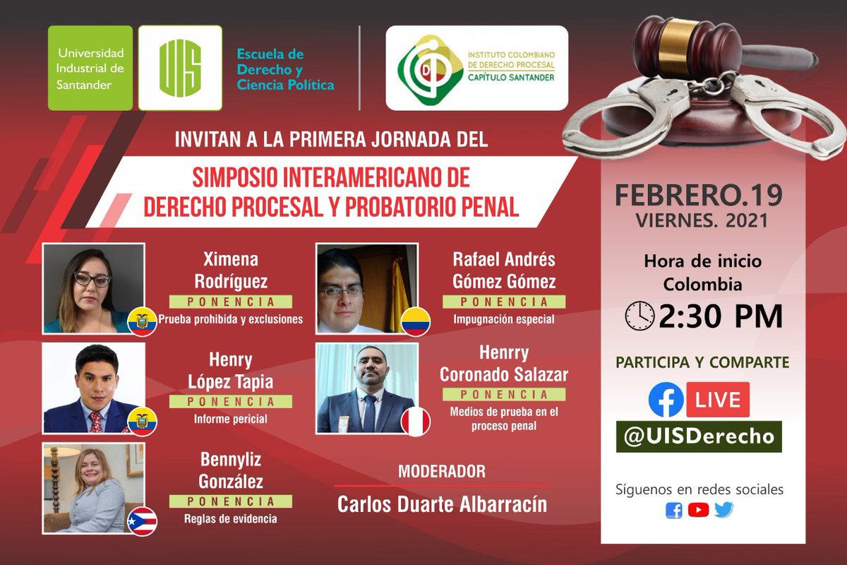 ICDP_Santander's tweet photo. El @I_C_D_P Capítulo Santander y la @UISDerecho se permiten invitarlos a un gran evento de talla internacional a realizar el próximo 19 y 20 de Febrero de 2021, no se lo pueden perder. El evento será transmitido por facebook Live  https://t.co/2eQQLN3tfX https://t.co/AN2esHA4oe