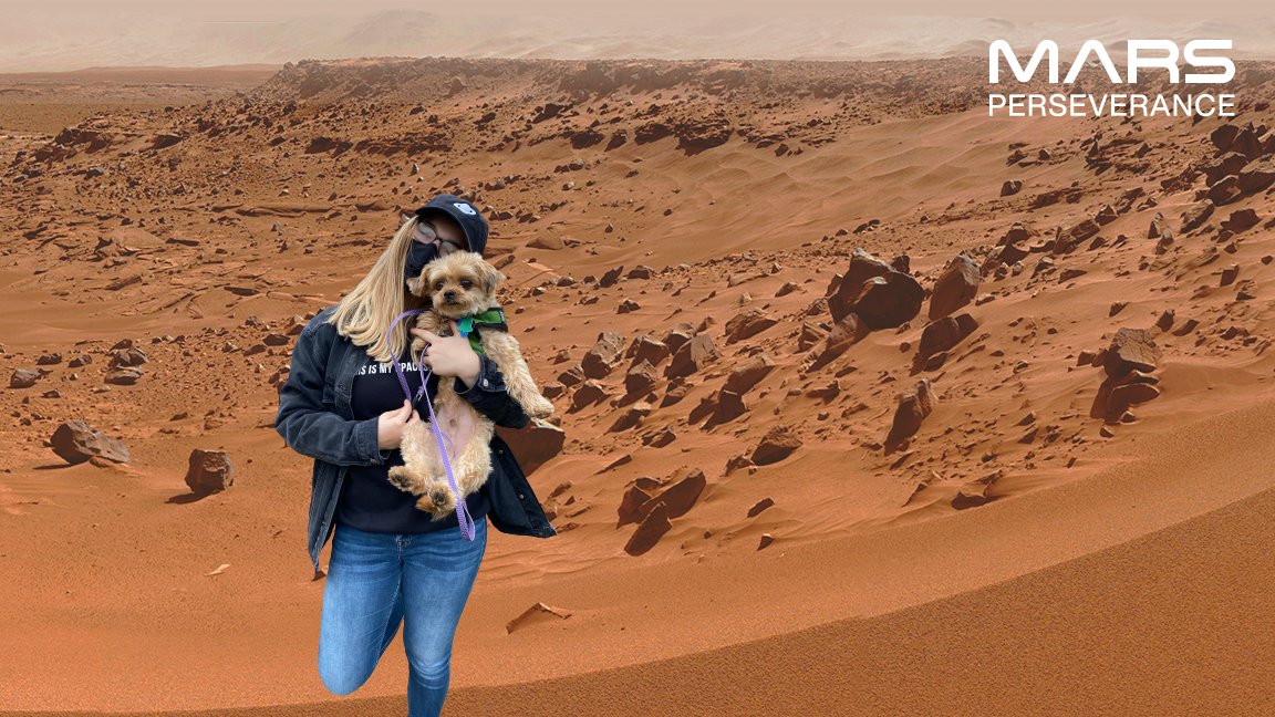 Wishing you could take a trip to the Red Planet yourself? While NASA is only sending robots to Mars for now, you can use their photo booth to take your own picture on Mars! Moose and I are Mars-ready!  https://mars.nasa.gov/mars2020/participate/photo-booth/